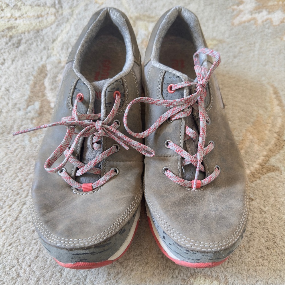 Womens Ahnu Sugar Venture Brown‎ Leather Lace Up Hiking Shoes Sneaker